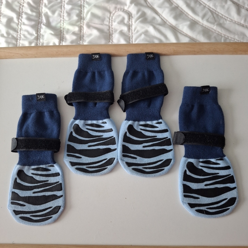 DOK TigerToes Premium Non-Slip Dog Socks Blue X-Large